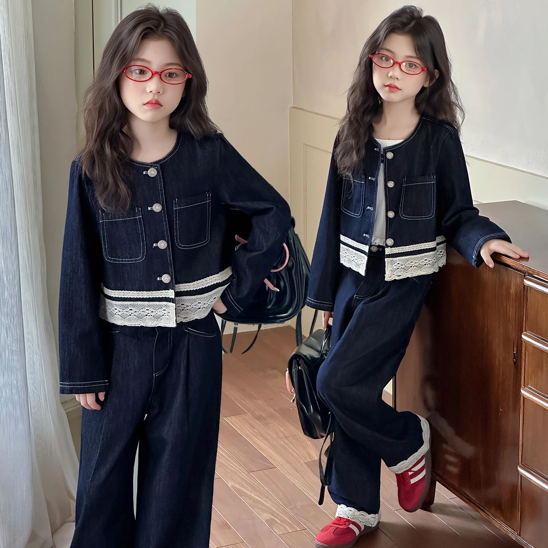 女童牛仔套装春秋款2025新款洋气儿童秋季衣服女孩休闲穿搭两件套