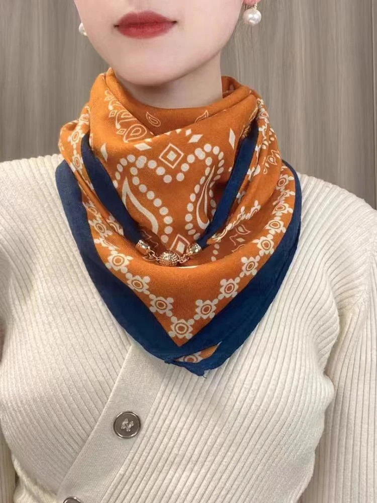 国风复古围巾云纱磁吸围巾