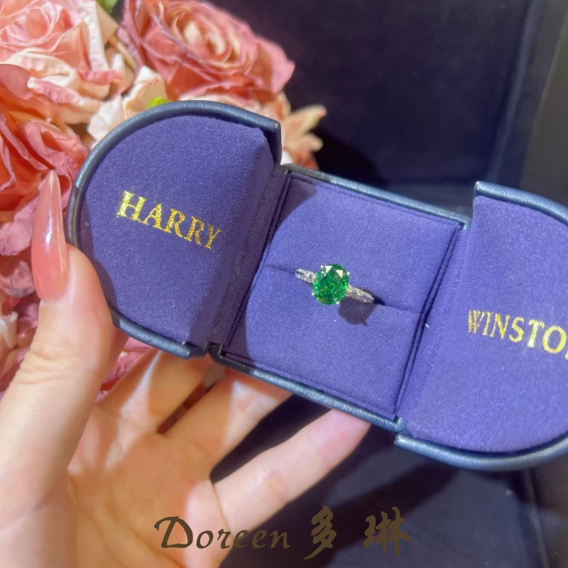 铜合金戒指 翠绿色椭圆小版戒指XS1202