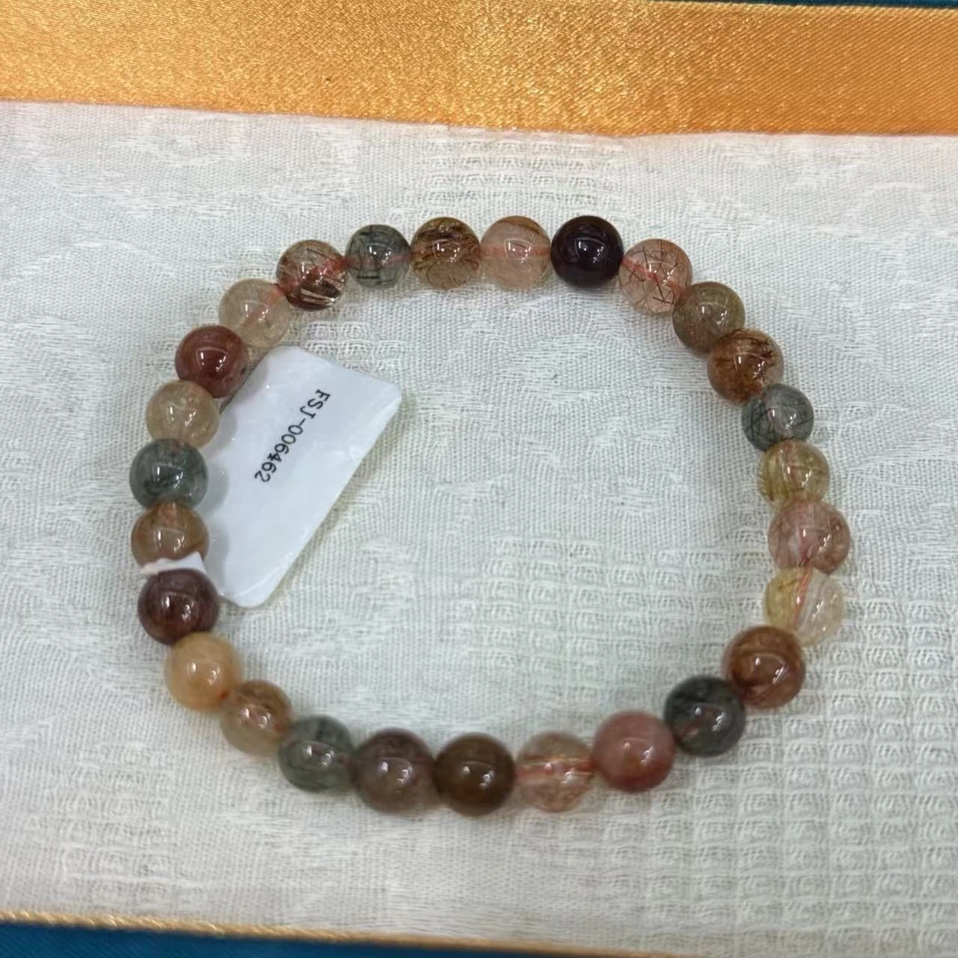 宋雅天然水晶手串多宝发晶单圈约6MM手链百搭