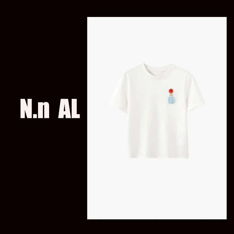 【21号】YUNAQIU 白色时尚休闲夏季春夏圆领T恤-9095