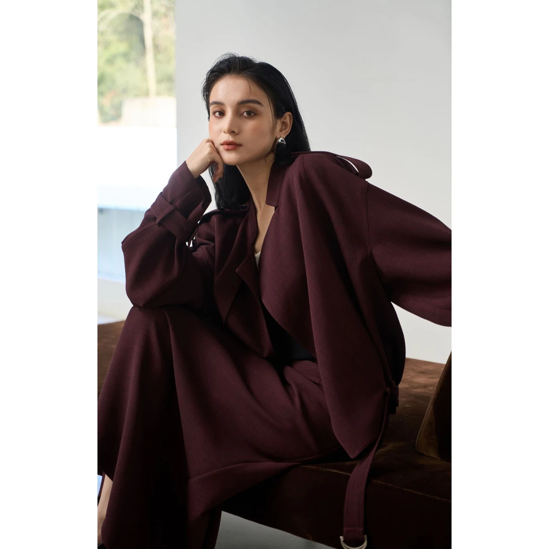 【圣保罗耳语】大女主风清冷权力感垫肩风衣短夹克半身裙中长款套装