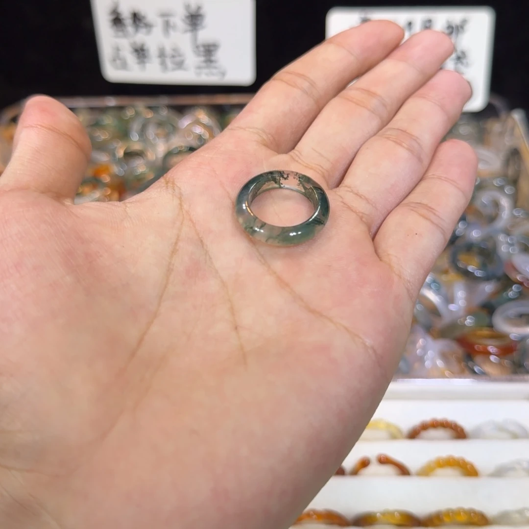 玛瑙/玉髓戒指未镶嵌113号12 圈满9.9包邮有瑕疵