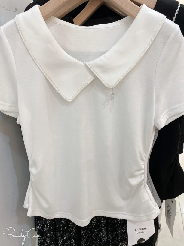 邹先森8379-30夏季新款时尚百搭翻领简约舒适修身体恤