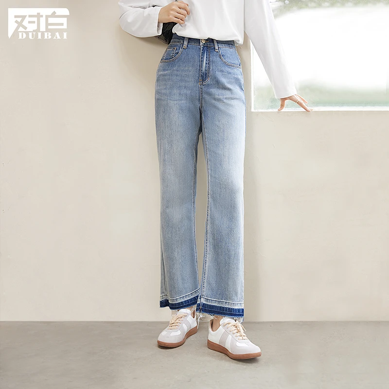 AN大码女装【流浪丹宁】复古水洗牛仔裤春季新款胖mm显瘦直筒九分裤