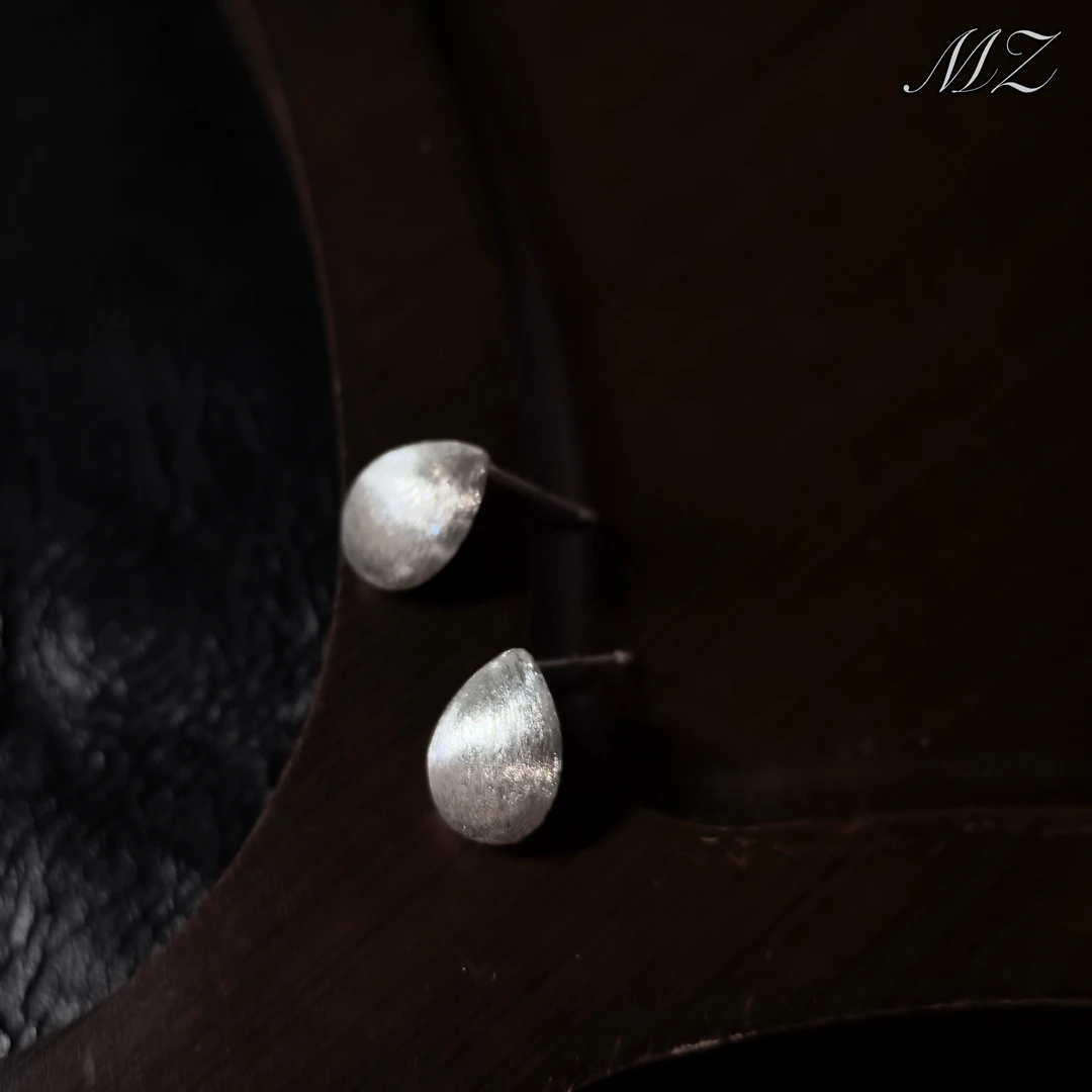 925银耳饰 韩国风简约INS风耳饰品百搭拉丝耳钉-拉丝小豆丁0393