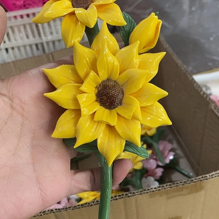 瓷片纯手工陶瓷花摆件1瑕