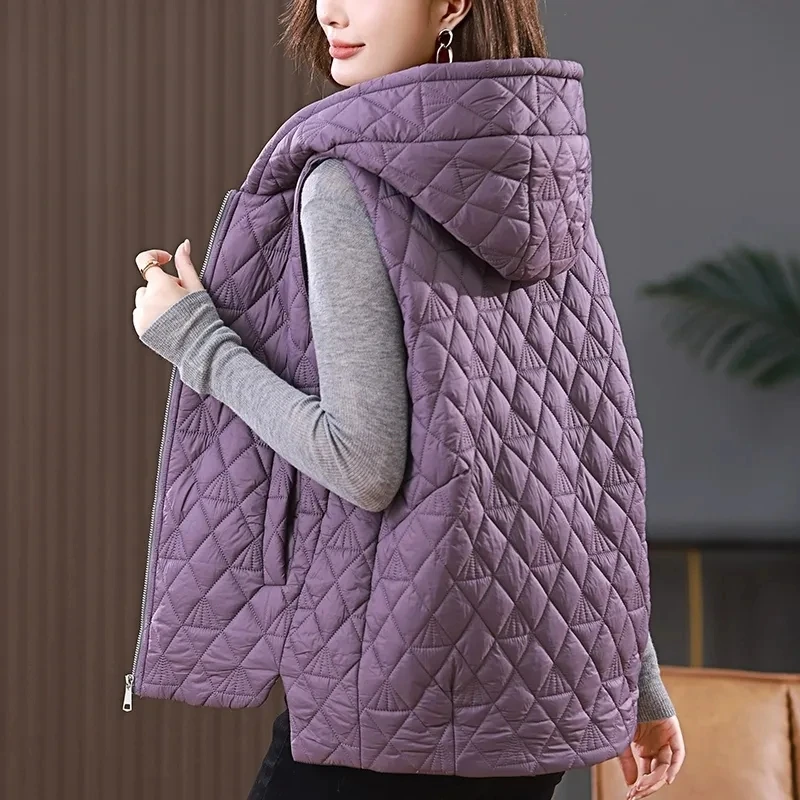 夹棉轻薄棉服外套女2024冬季保暖棉衣时尚拼接洋气减龄妈妈小棉袄