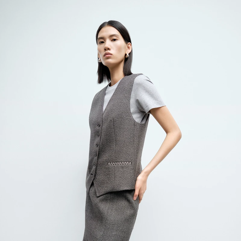 【商场同款新品】edition2025春季拼接缎面西装马甲#EBE1WAI001