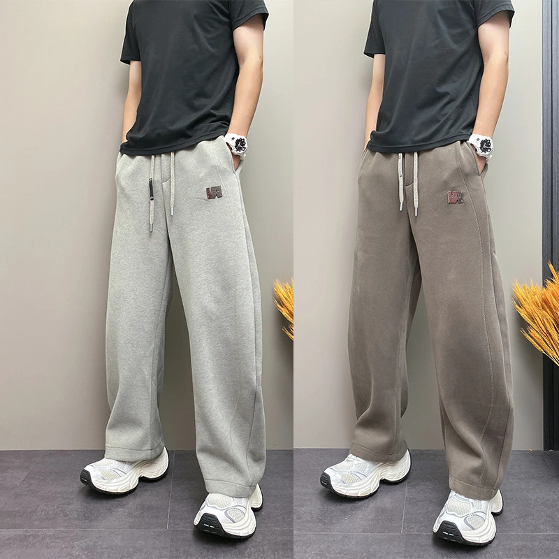韩版2025年秋季新款休闲裤宽松直筒长裤男士款纯色百搭运动裤男士