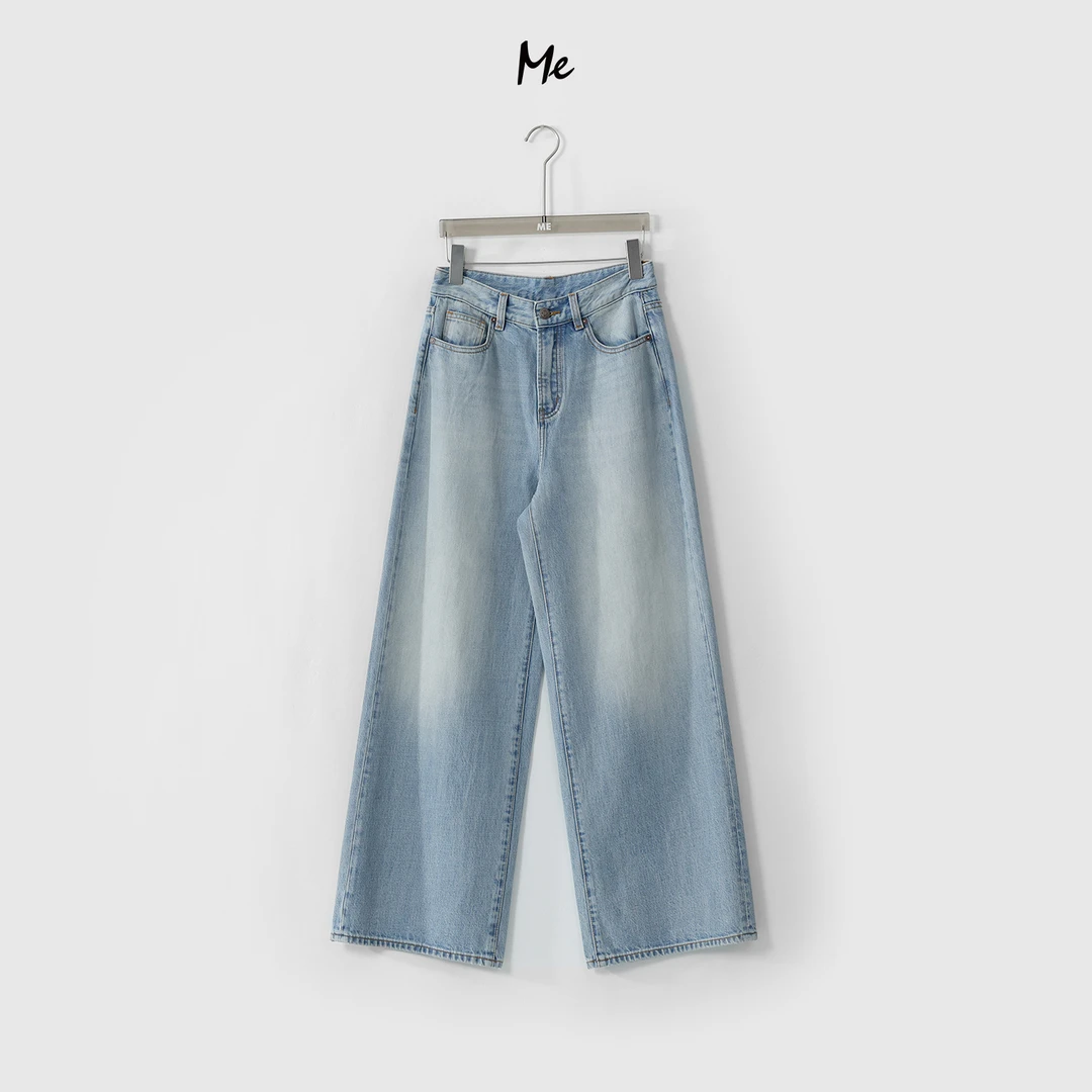 ME【建模蓝牛】莱赛尔混纺水洗磨白高腰显瘦百搭时尚牛仔裤MESS1105