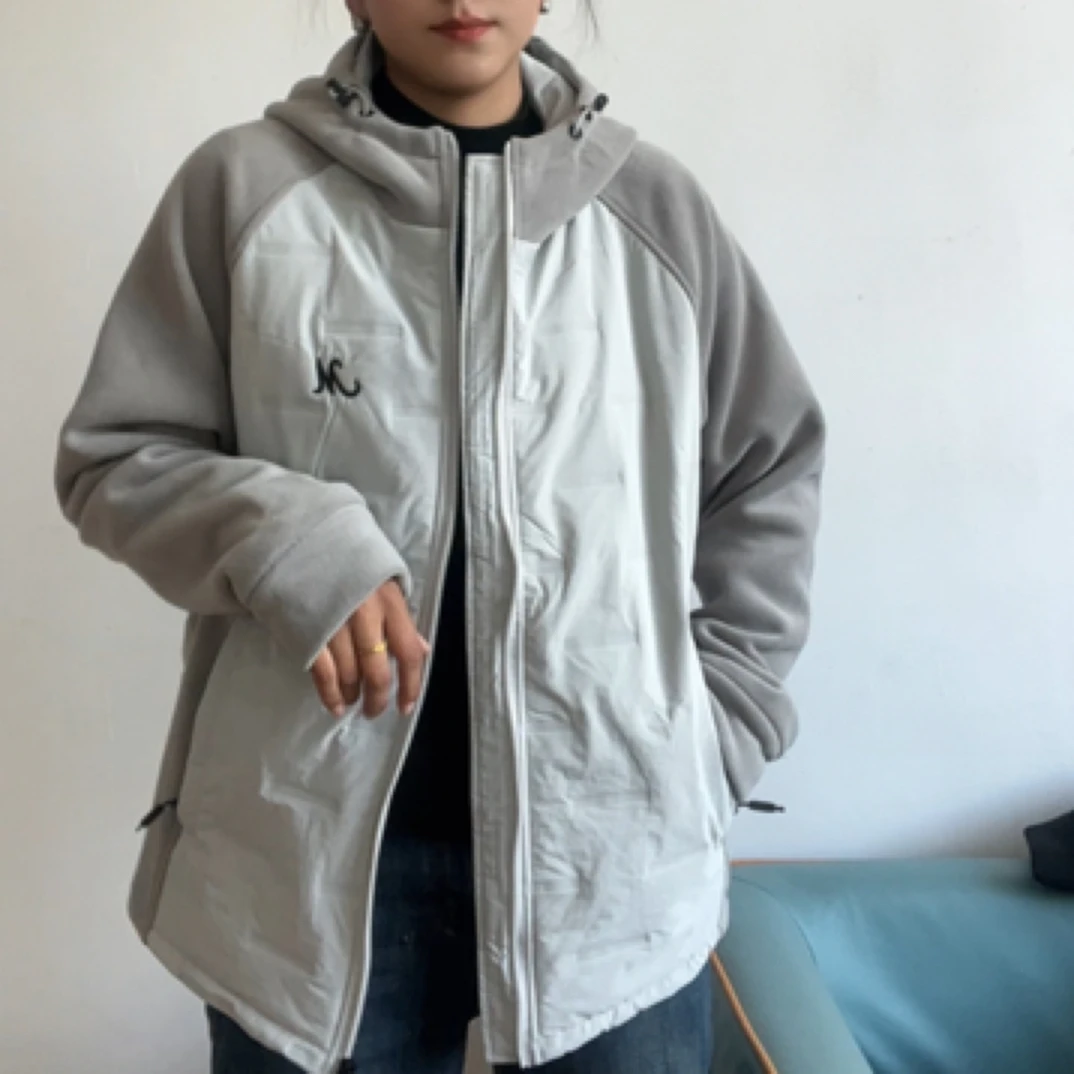 新款植绒加厚保暖外套男女通用休闲户外时尚加绒连帽运动