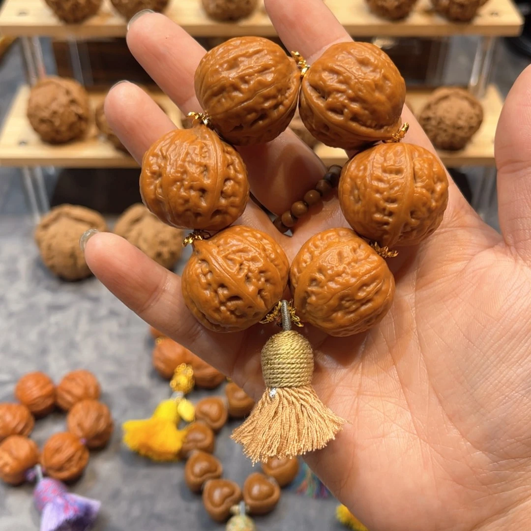 文玩核桃把件六星连珠肉圆款