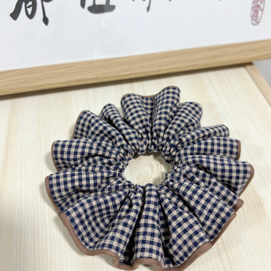 格子美拉德色系百搭发圈日韩甜美通用发绳轻职风女甜美风肠圈