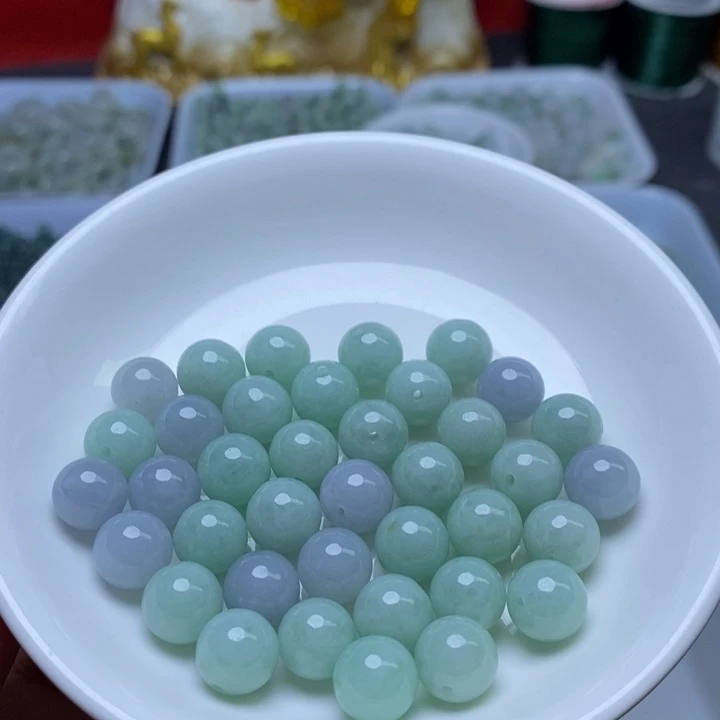 翡翠未镶嵌手链卡10冰紫绿10个