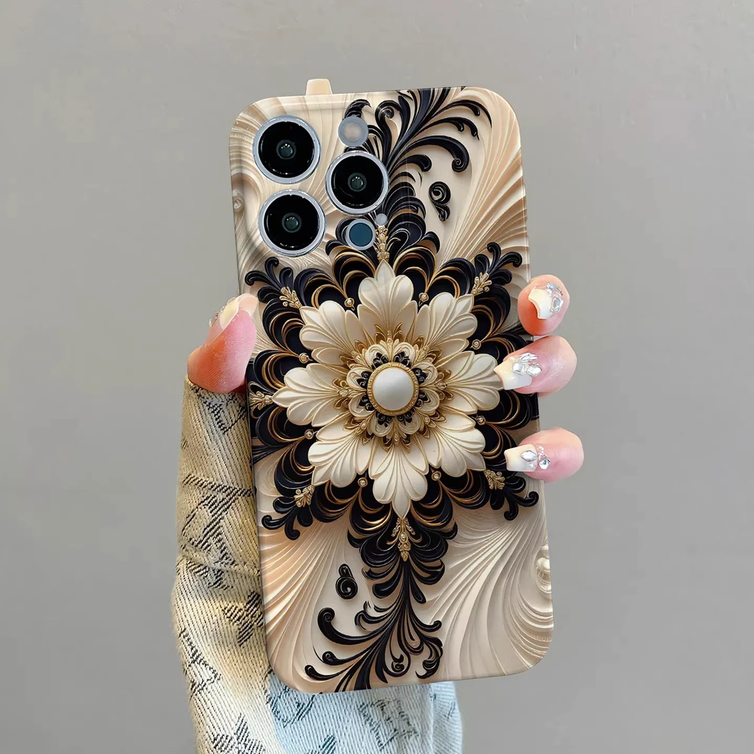 典雅花朵珠宝适用苹果17/16菲林手机壳华为创意vivo小米15潮流opp