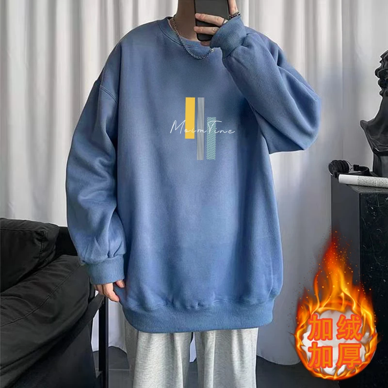 宽松日系over外套加厚卫衣ins男士潮牌春秋季圆领大码情侣装size