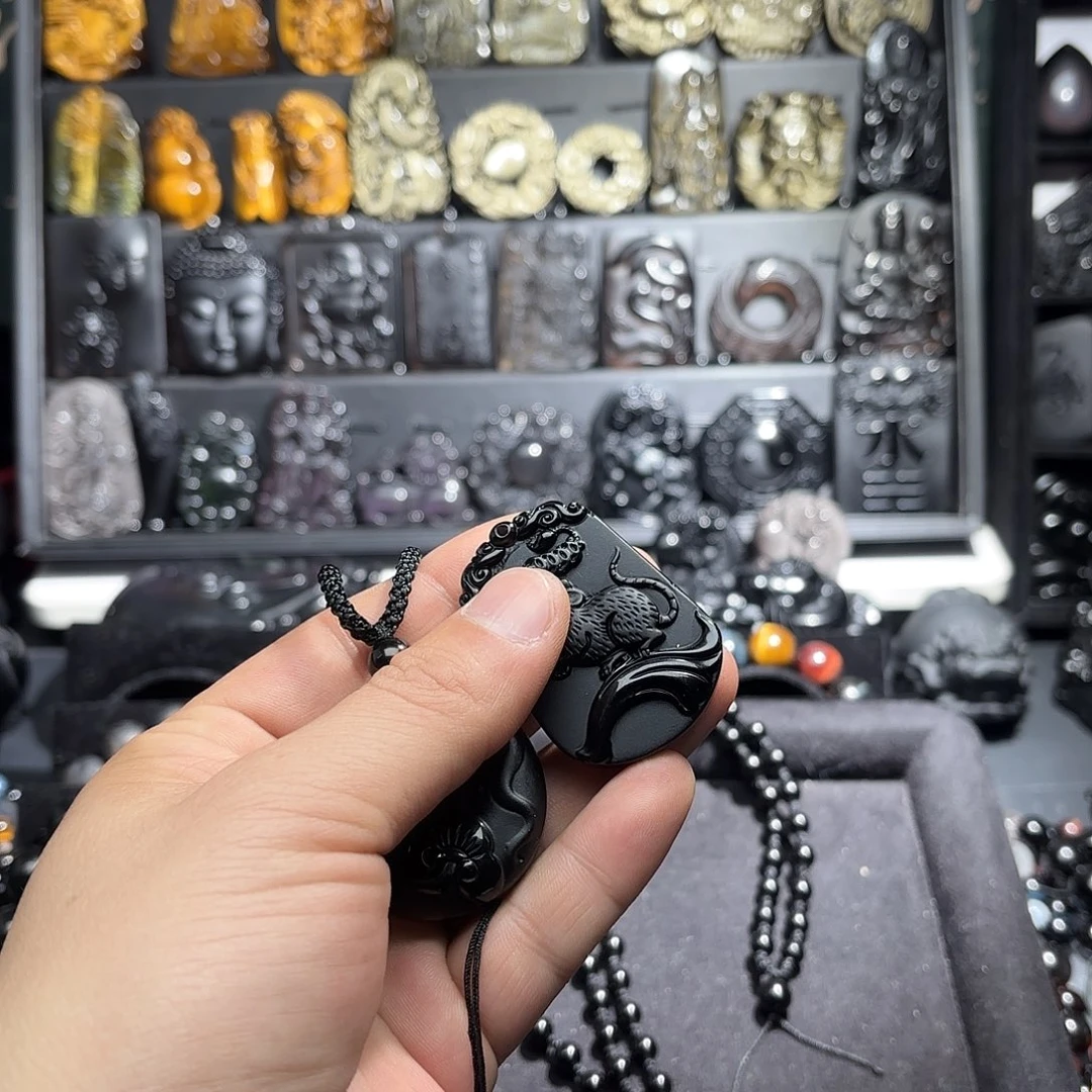 北***漆黑曜岩未镶嵌手链