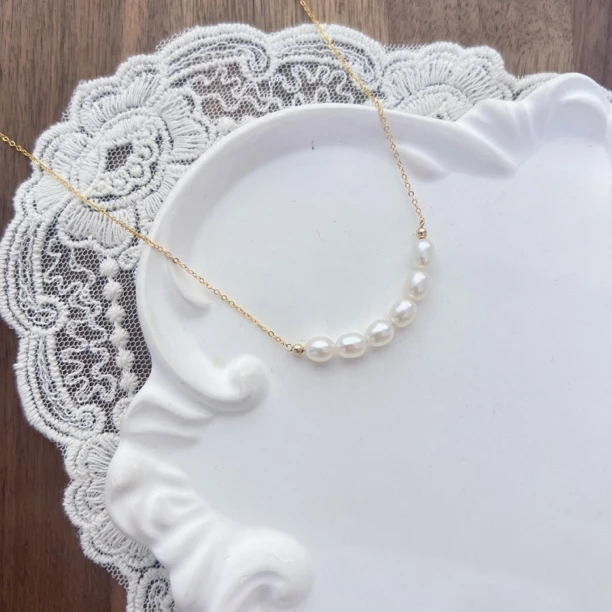 合金项链 合金项链 Cuddle手作 进口14KGF米珠微笑项链