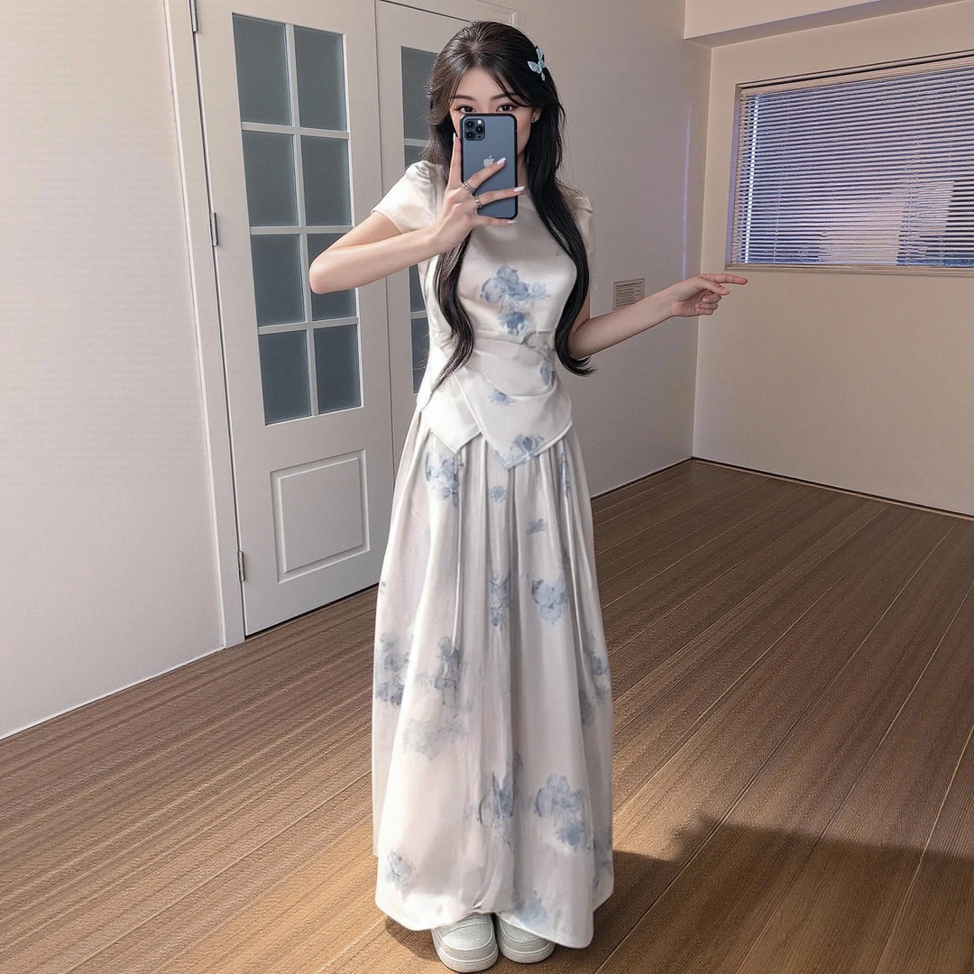 【素夕专属】【两件套】【有里布】夏季新款国风旗袍裤装套装D2383