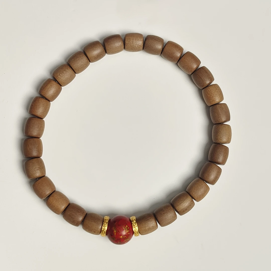 【香之初】手串  印度迈索尔黑肉老山檀大漆珠手串 0.6直切 DIY