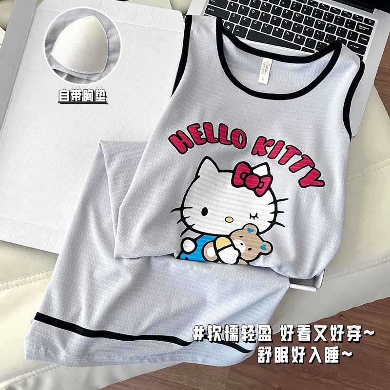 夏季新款仿棉无袖背心睡裙女款带胸垫薄款学生连衣裙可外穿家居服