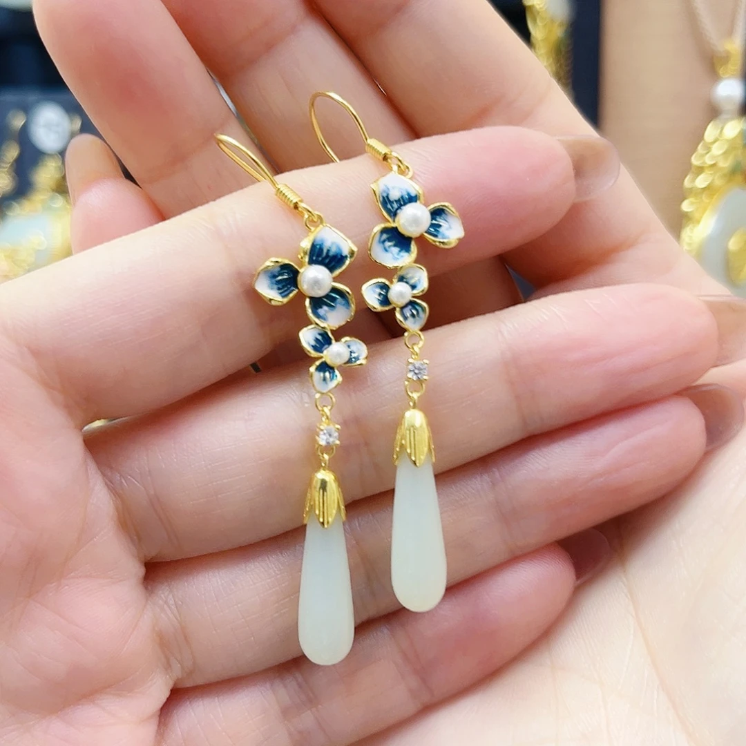 和田玉银S925镀金镶嵌颈饰