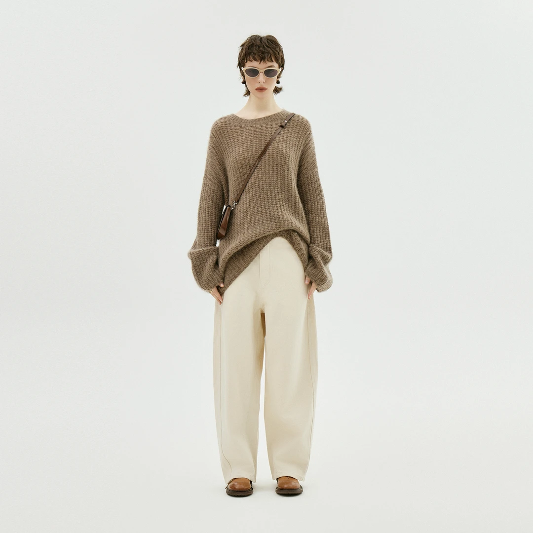 AP洛哥23782X【玛奇朵】1OO山羊绒圆领定纺奢贵鱼鳞极简针织毛衣