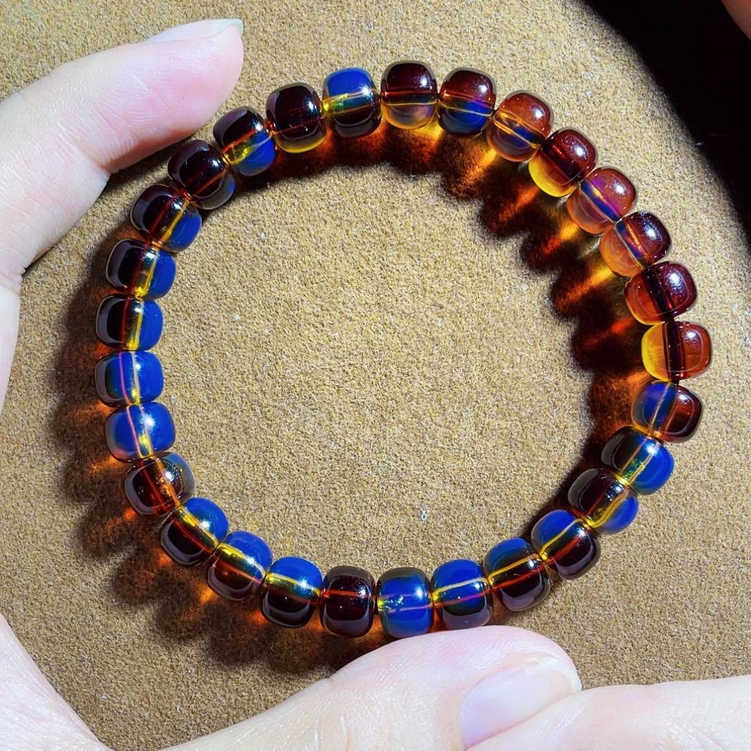 蓝珀未镶嵌裸石红蓝老型8净水