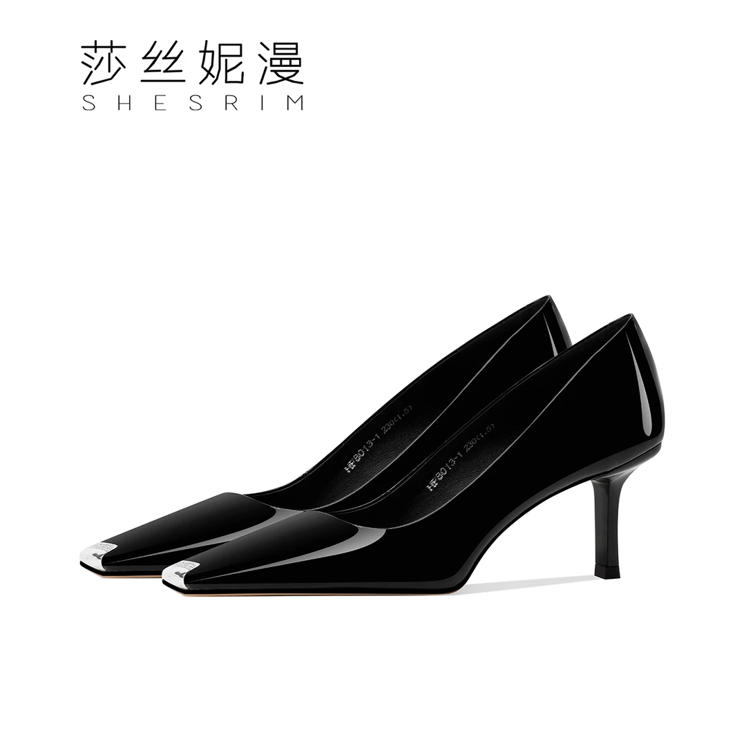 D45-春季新款方头黑色高跟鞋女气质细跟女士单鞋时尚职业