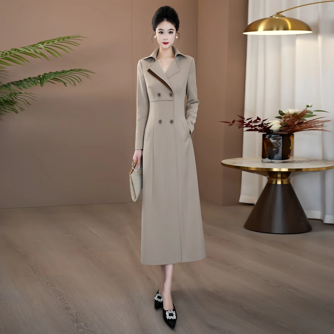 气质高奢英伦风大衣2025年秋季新款百搭收腰显瘦长款风衣8593140