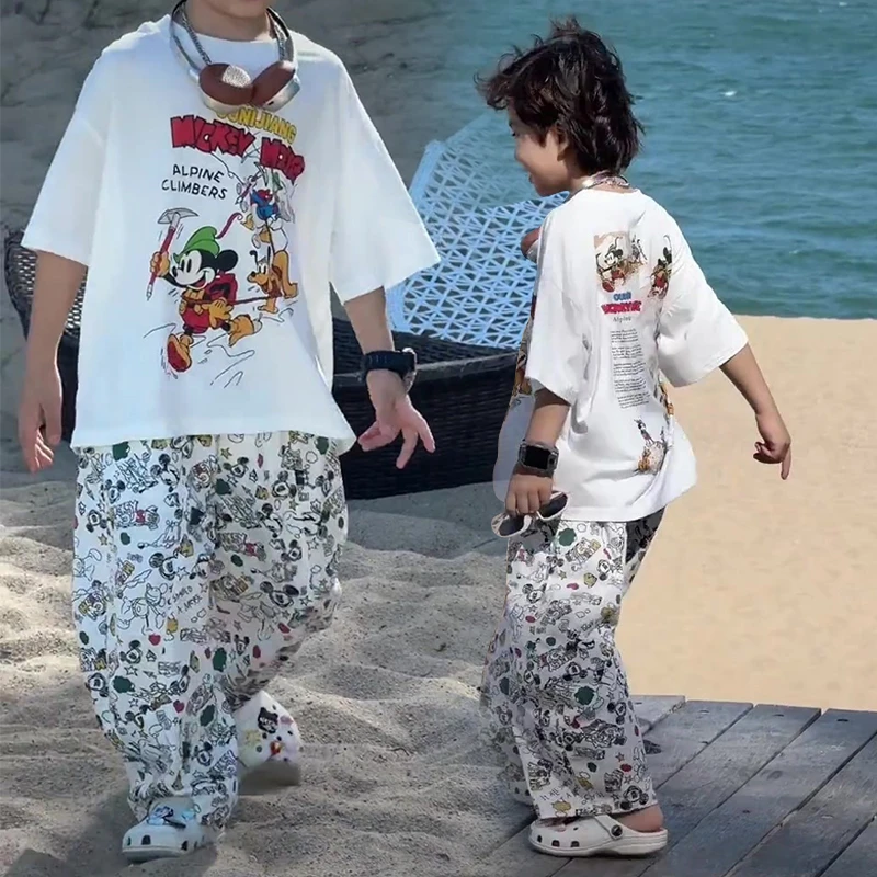 男童短袖套装2025年夏季新款卡通宽松休闲男薄款潮牌童装韩版痞帅