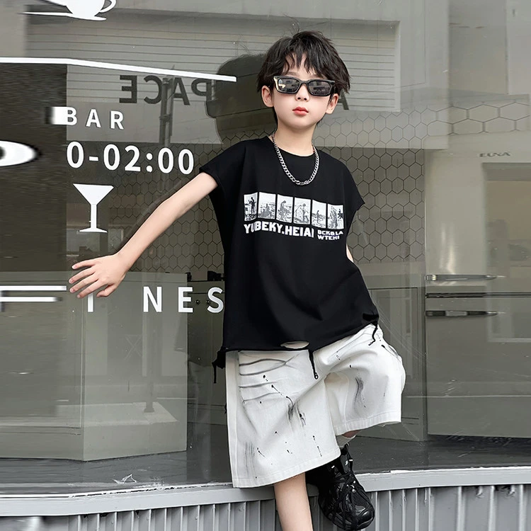 男童纯棉短袖凉感T恤夏季中大童夏装潮牌炸街半袖t2025新款儿童装