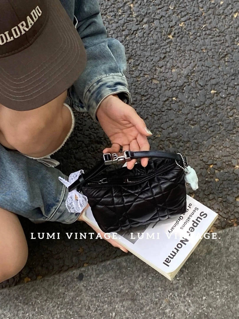 95新 DIOR/迪奥 Lumi外场-黑色羊皮mini饭盒手提包