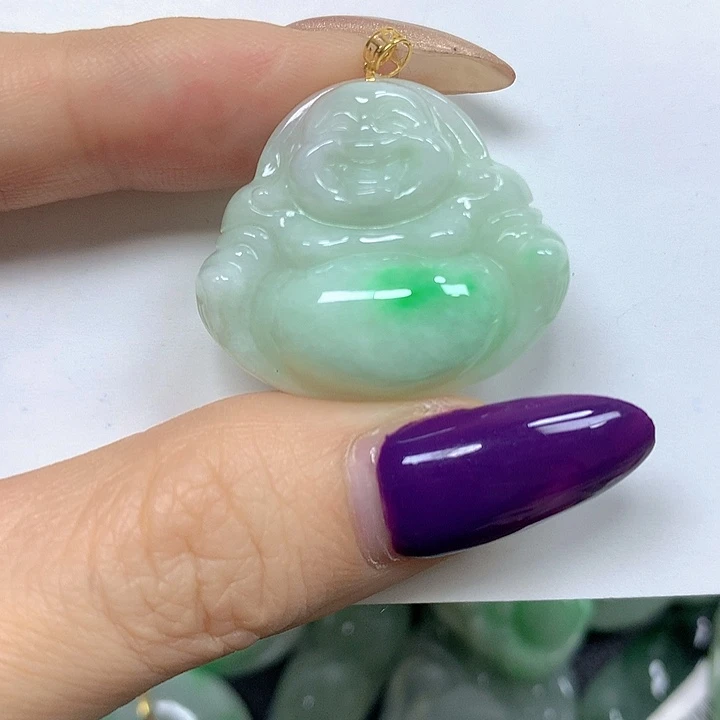 翡翠18K金镶嵌颈饰挂件