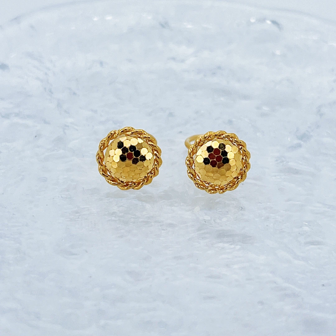 足金999黄金龙鳞向日葵金耳钉2.47*