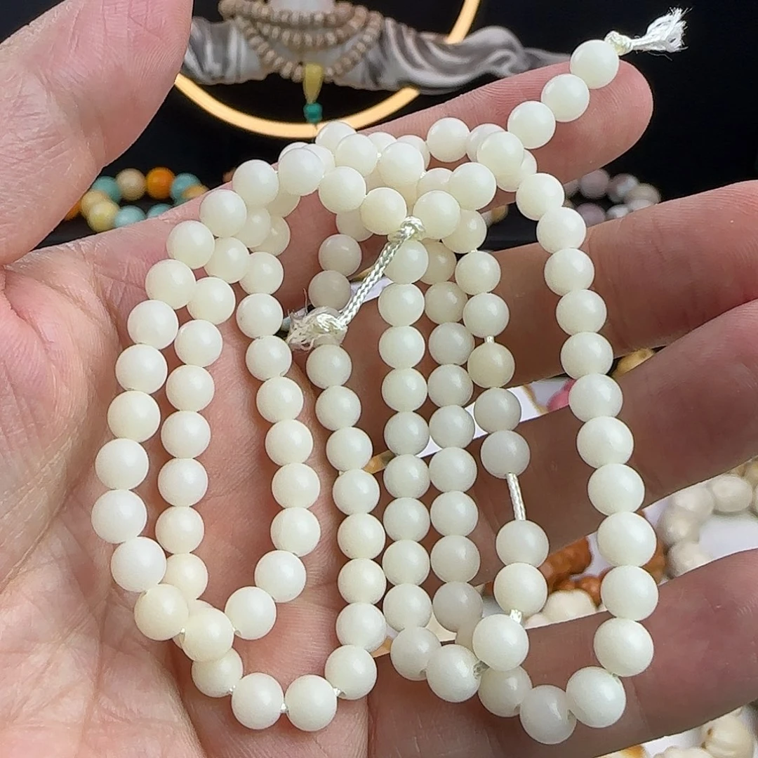 菩提根/象牙果吊坠卡6白圆一条114颗