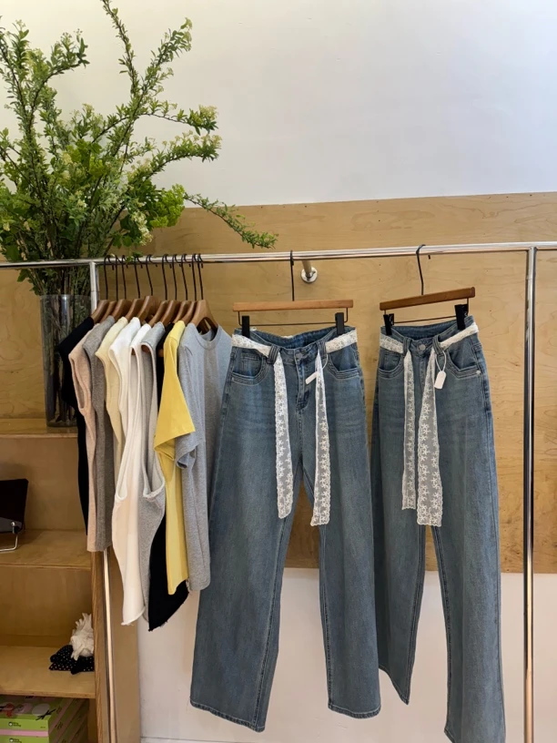 春款 大码弹力窄版显瘦阔腿通勤裤子牛仔裤03