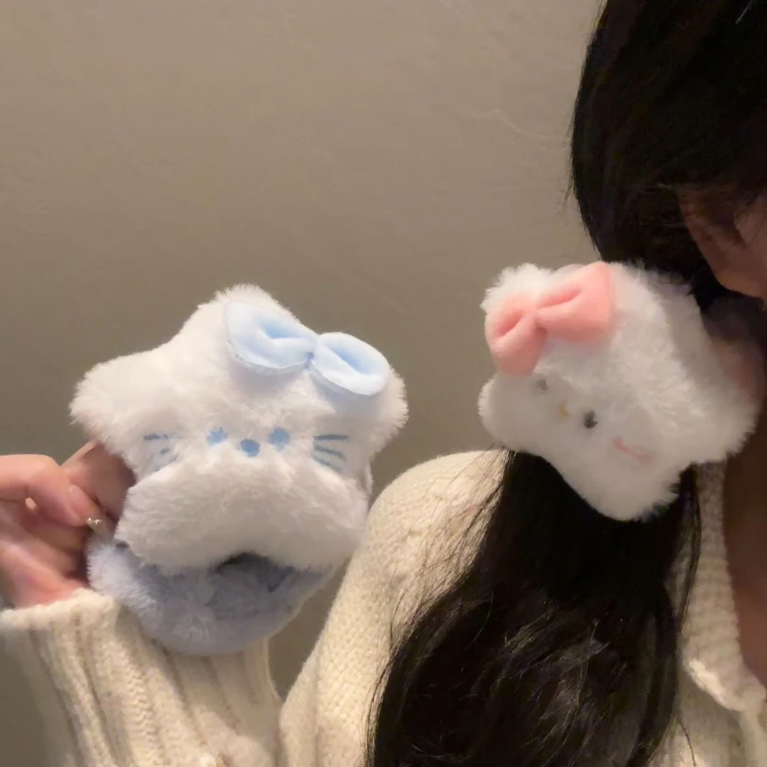 新款蝴蝶结毛绒星星Kitty发圈玩偶公仔大肠发圈学生可爱头绳发饰