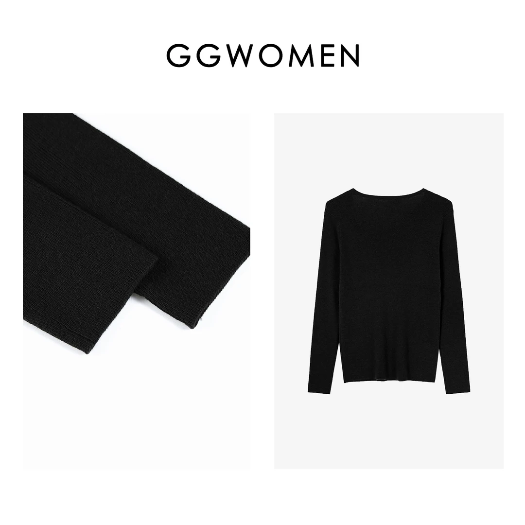 【果果家优选】针织薄款女加厚衫打底衫长袖圆领简约保暖休闲时尚