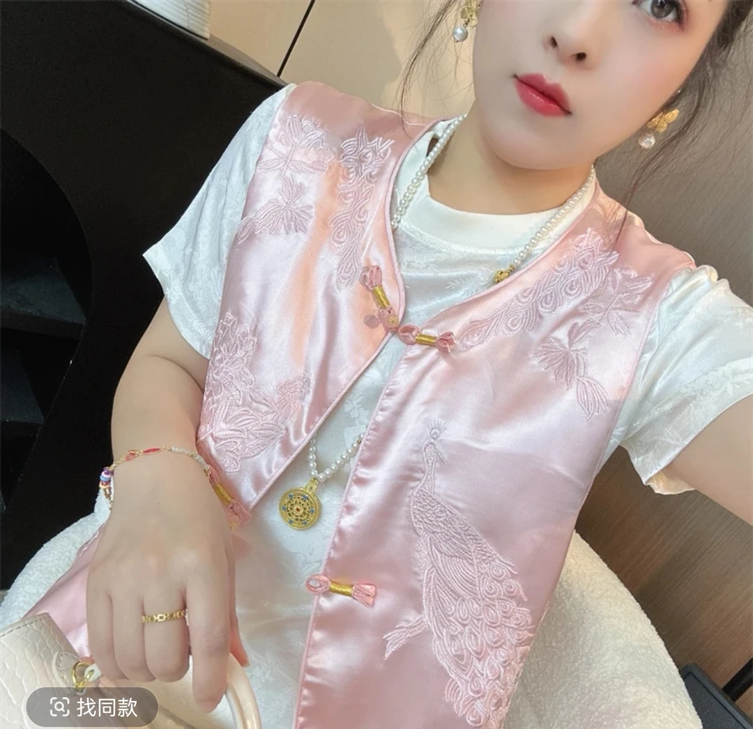 【凤钗】新款新中式国风重工绣花 显瘦款马甲时尚气质中国风提花