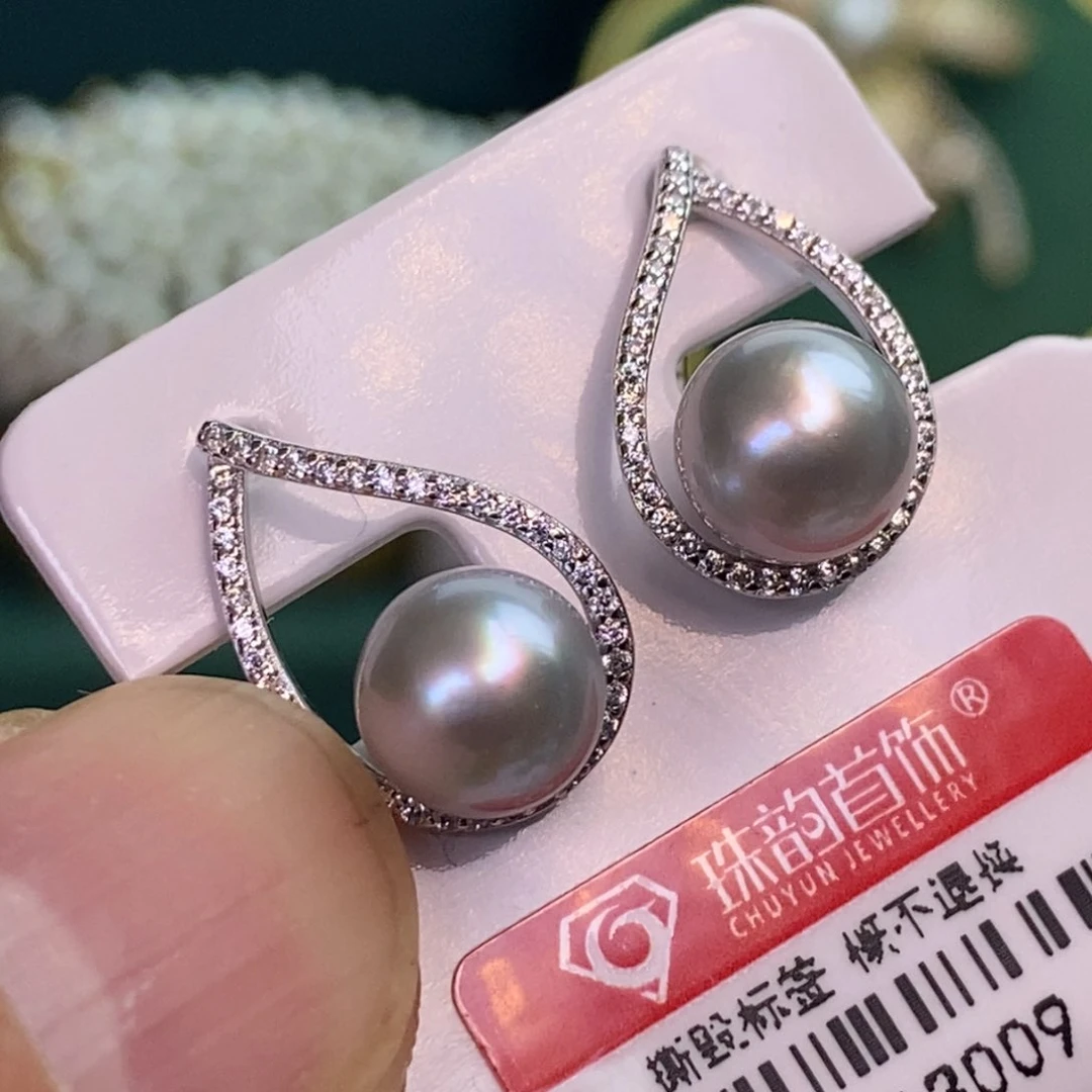 银S925镶嵌耳饰海水珍珠