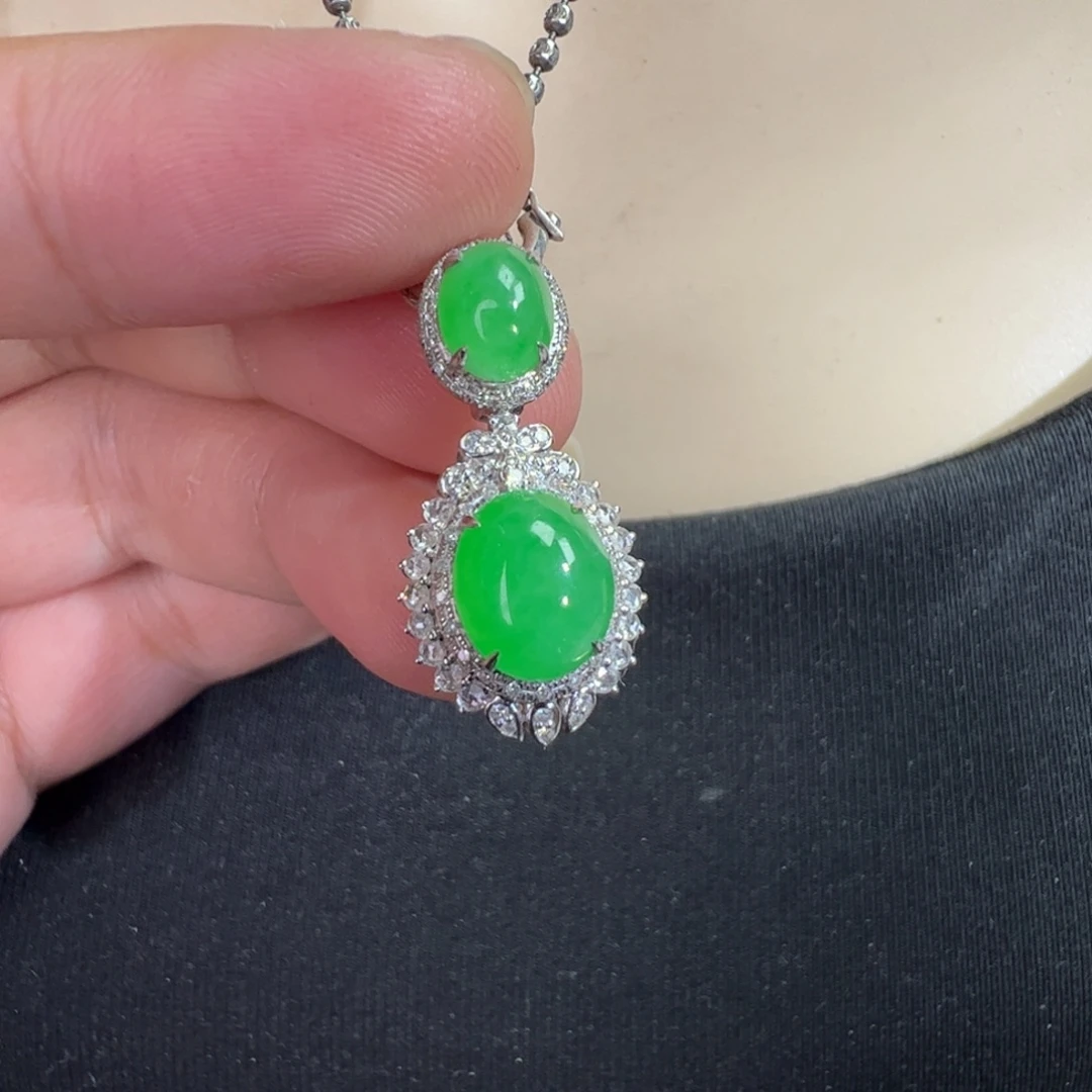 翡翠18K金镶嵌吊坠(不含链)