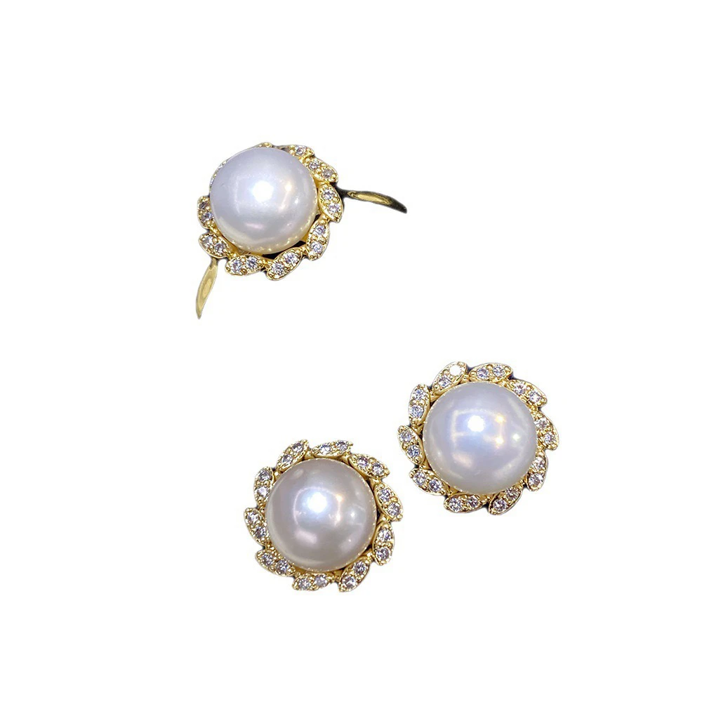 纯铜仿珍珠耳饰 铜合金仿珍珠耳饰 原创新款麻花设计法式复古高级