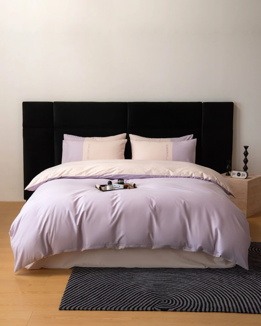 特！小玲子 香紫芙蓉纯色系列  秋冬全棉长绒棉加厚磨毛套件