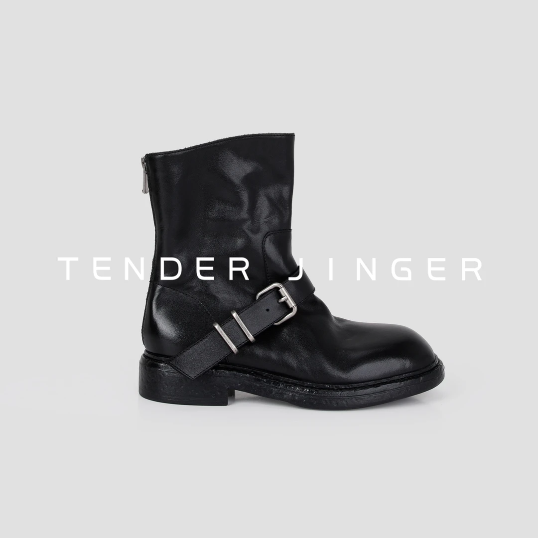 Tender Jinger｜线下专供 水洗复古低跟金属扣短靴 M251003