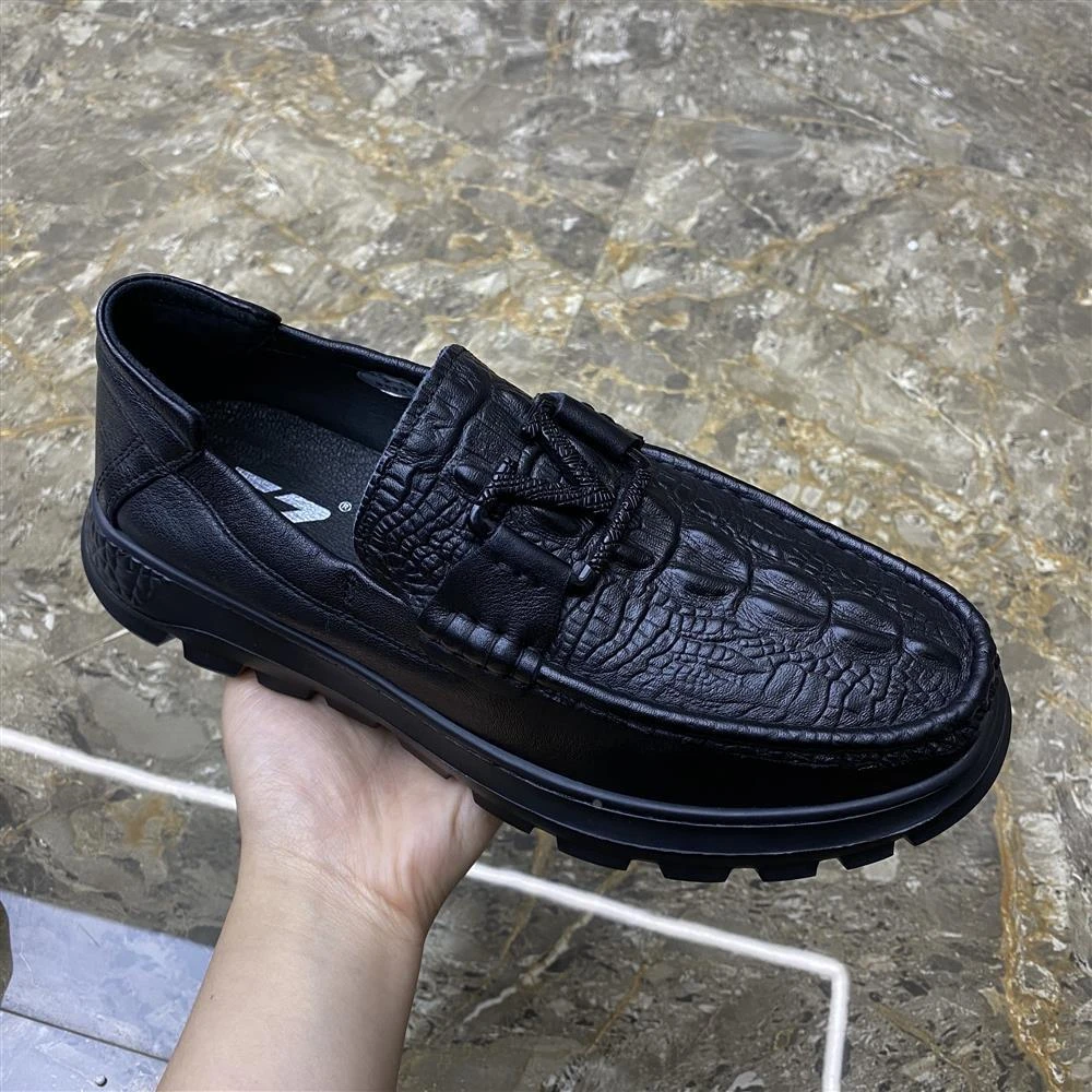 男鞋2025年新款潮流百搭英伦商务休闲皮鞋真皮厚底男士懒人豆豆鞋