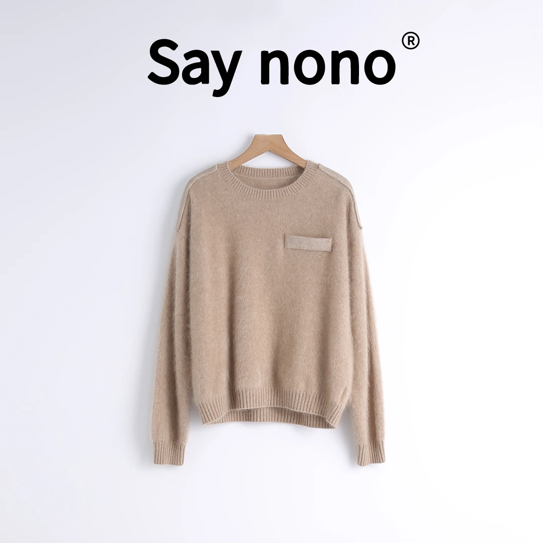 懒猫nono│Saynono 简约感＿慵懒风26支拉绒山羊绒套衫女 /T24249