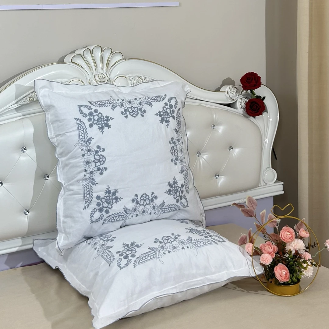 7860棉布刺绣枕套一对-YASTUK-70X70