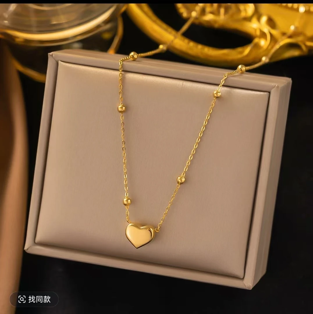 钛钢项链 新款双心扣项链女简约精美小巧礼物锁骨链ins不掉色